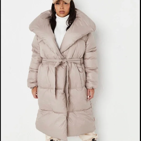 Brown Oversized Missiguided Recycled plus size duvet puffer coat for sale